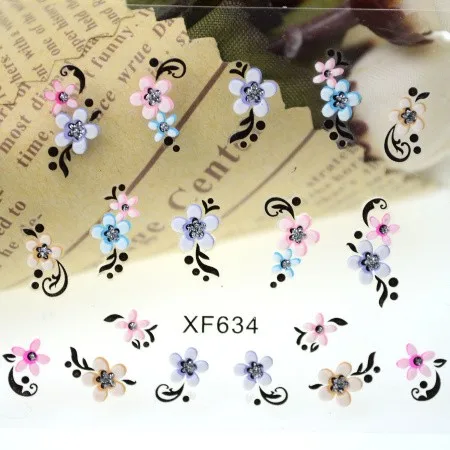 30 листов наклейки для ногтей 3d дизайн цветок для женщин леди красота Шарм украшения Фольга для ногтей наклейки DIY Инструменты XF627-650