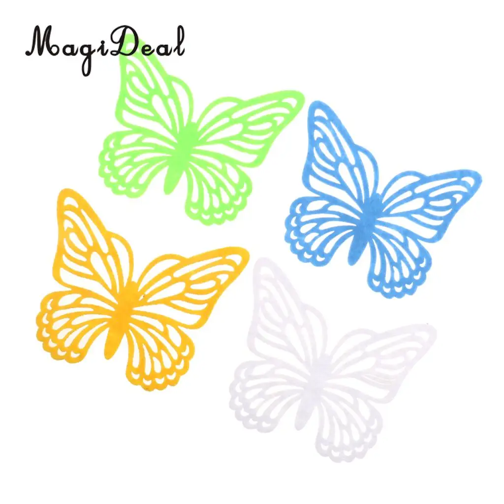 4 Pieces Multicolor Wedding Easter Butterfly Coasters Coffee Tea Cup Mug Mat Kitchen Table Decoration 12 x 10 cm