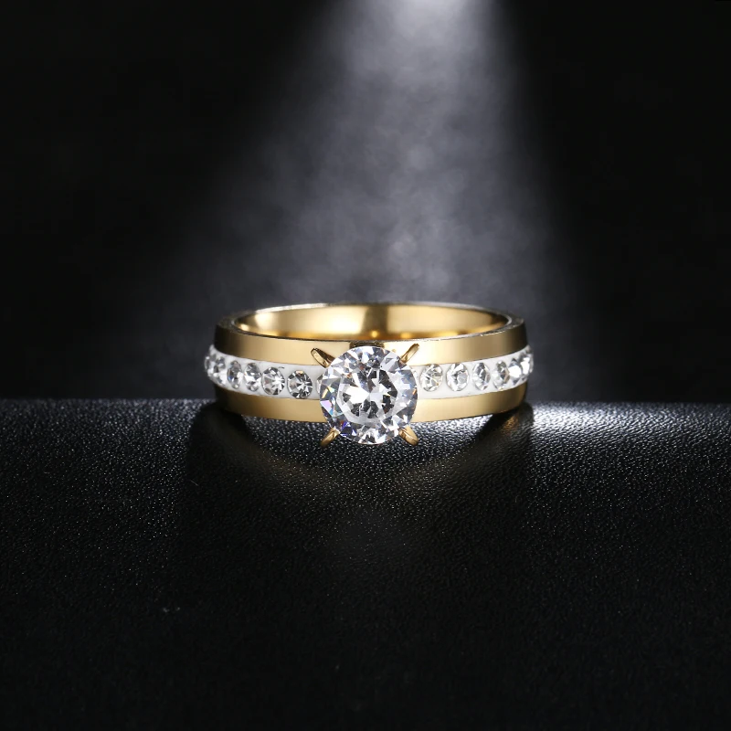 DOTIFI 316L, кольца из нержавеющей стали для женщин, классические, с 4 зубцами, одинарные, циркониевые, обручальное кольцо, ювелирные изделия