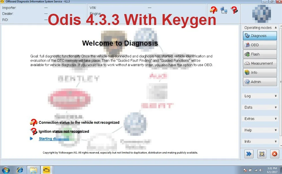 Новая версия ODIS V4.3.3 с бесплатной лицензией автомобиля диагностический инструмент для VAS5054 VAS5054A Поддержка VAG 9 бренд до ODIS 4.3.3