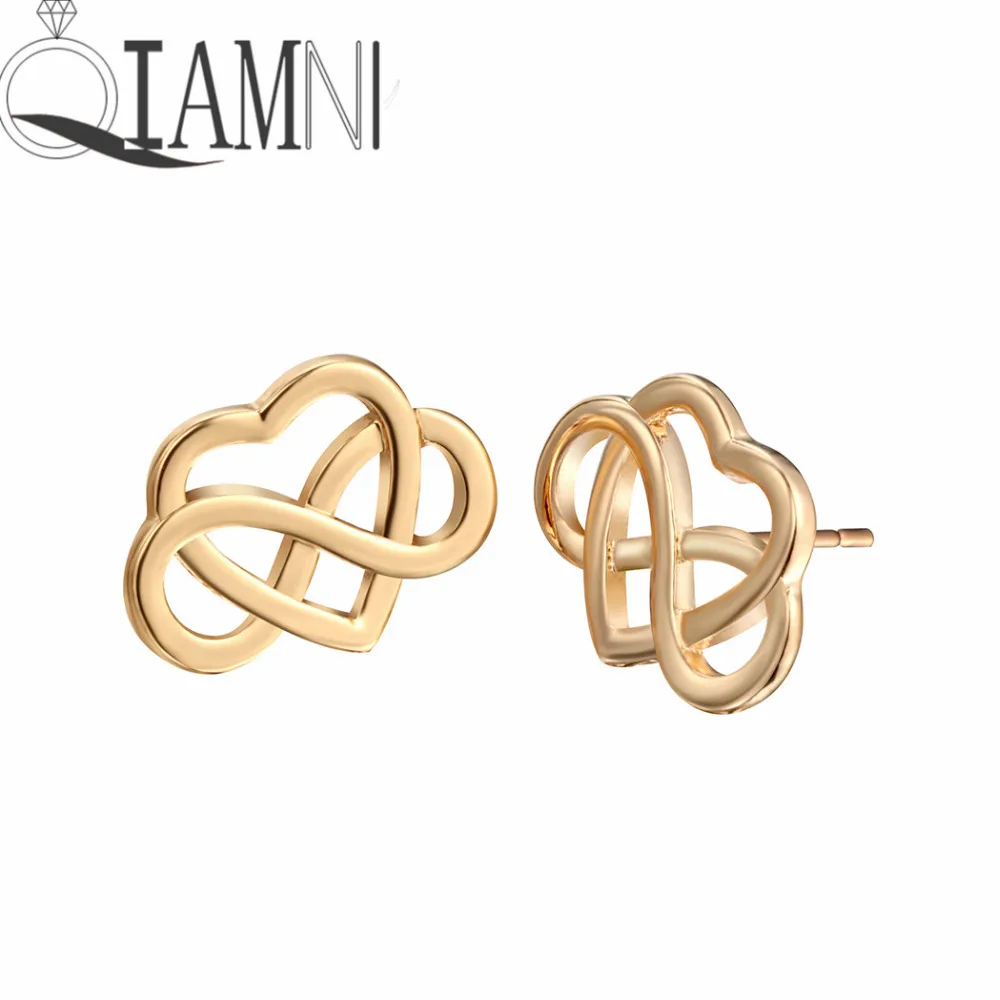 

QIAMNI Love Heart 8 Infinitely Piercing Stud Earring for Women Girls Party Pendientes Christmas Birthday Lovers Valentine's Gift