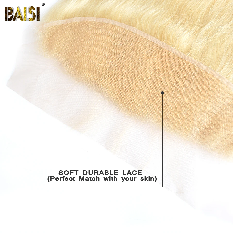 BAISI Hair Brazilian Remy Hair 613 Blonde Colored Lace Frontal Pre-Plucked Natural Hairline Human Hair