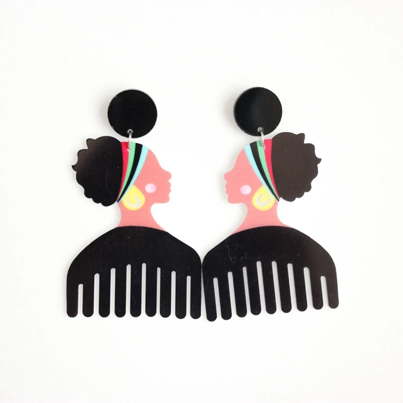 

New Arrived European Fashion Personality Punk Hip Hop Acrylic Women Comb Stud Earrings 6 Colors Hot