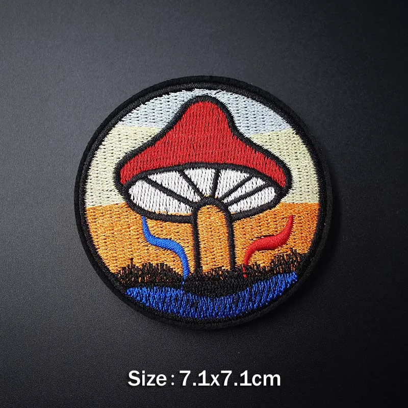 

Mushroom Eagle CAT Wolf DIY Patch Embroidered Cute Badges Hippie Patches For Clothes Stickers Badge