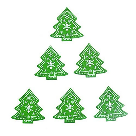 

25pcs Christmas tree Shape Decor Embellishment Wooden Buttons With Two Holes For Sewing Scrapbook Crafting