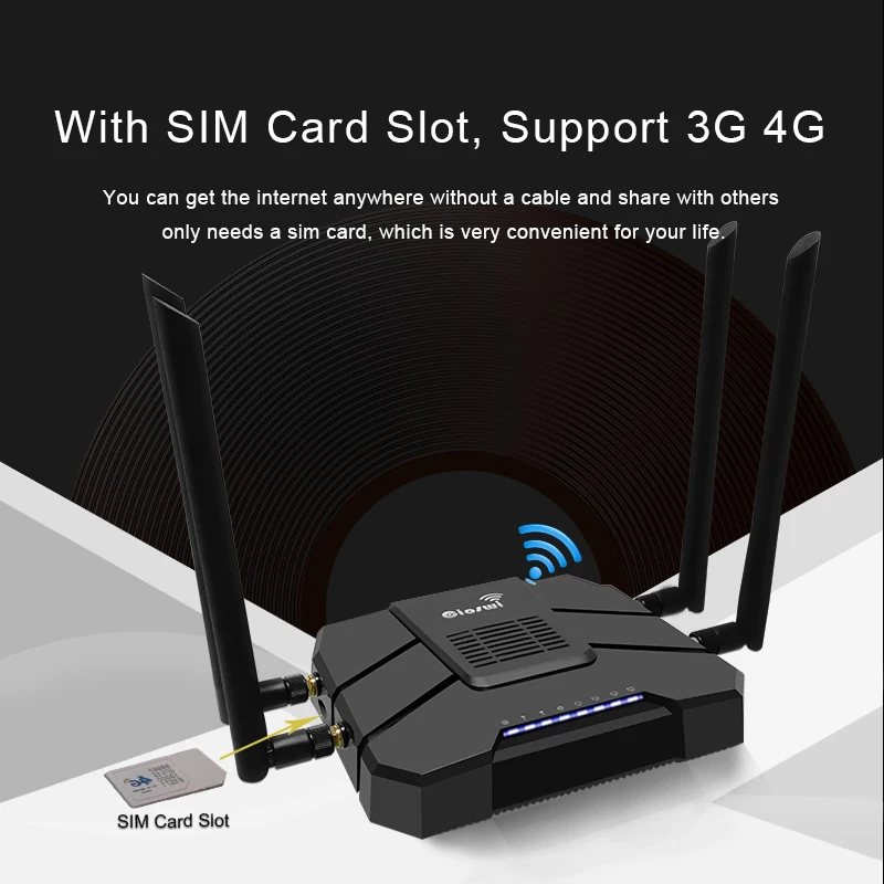 Wi Fi роутер CSW WR246 4g с гнездом для sim карты lte модем usb 802.11AC 1200 Мбит/с двухдиапазонный