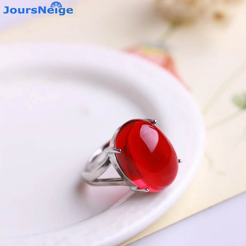 Wholesale Red Natural Crystal Rings S925 Sterling Silver Ring Women