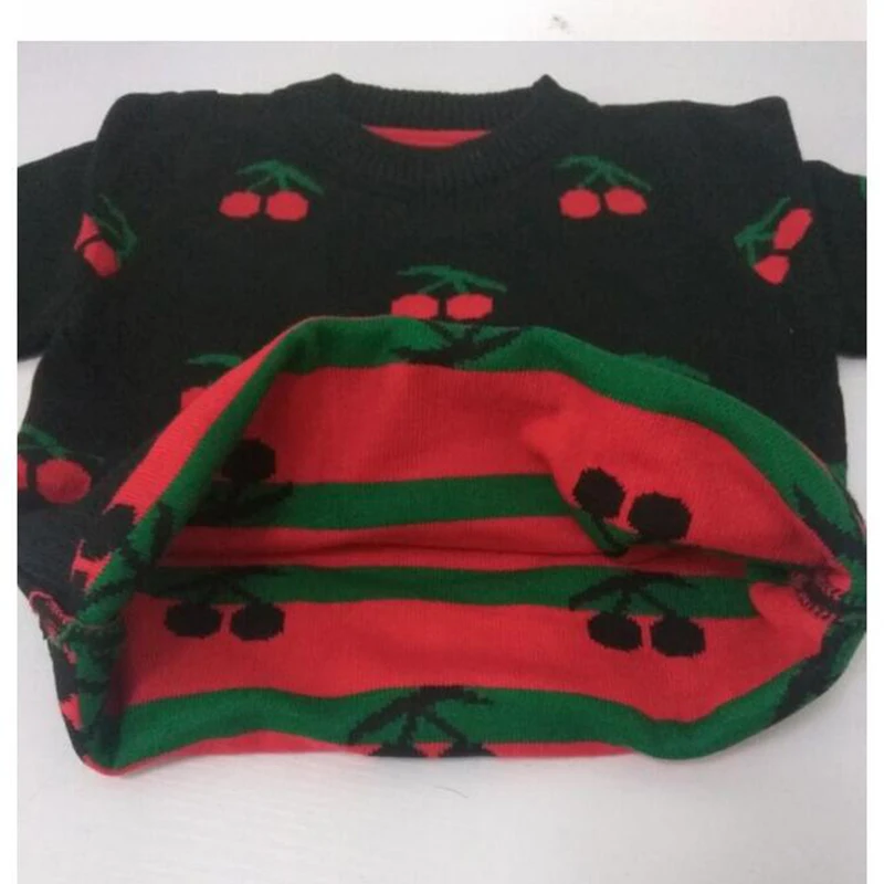 Comprar Bebé niños niña ropa cereza pulóver suéter tejido abrigo para niñas jersey para el colegio suéter Nuevo 2018 otoño