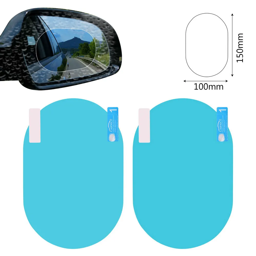 2PCS/Set Anti Fog Car Mirror Window Clear Film Anti-glare Car Rearview Mirror Protective Film Waterproof Rainproof Car Sticker - Название цвета: blue oval 10x15cm