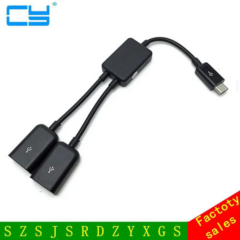 

Micro USB Host Cable Male to 2x Type a Dual USB Female OTG Adapter Converter Hub for Android Tablet Pc and Phone