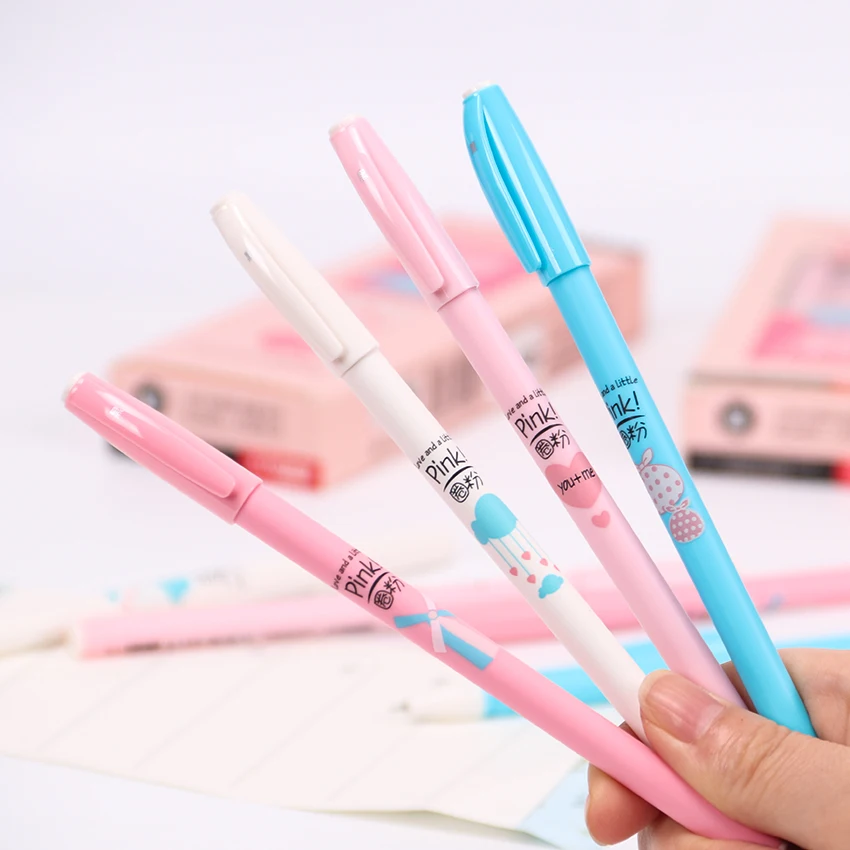 0.38mm Creative Pink Gel Pen Black Gel Ink Pens Escolar Papelaria