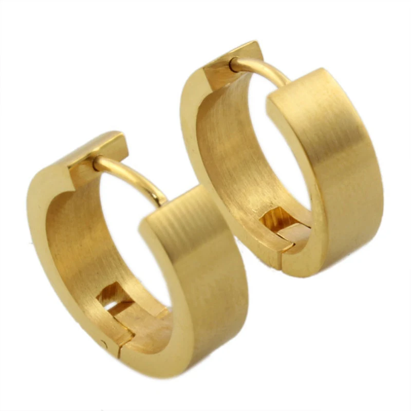 

2016 New Classic Style 2 Part Gold Round Earring Simple Fashion Titanium Jewelry Drop Earrings For Men Women Eardrop Gift