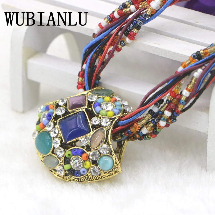 

WUBIANLU New Cat's Eye Stone Bohemia Style Sweater Chain Pendants Chokers Necklaces For Women Jewelry Gift Floating Charms Lot
