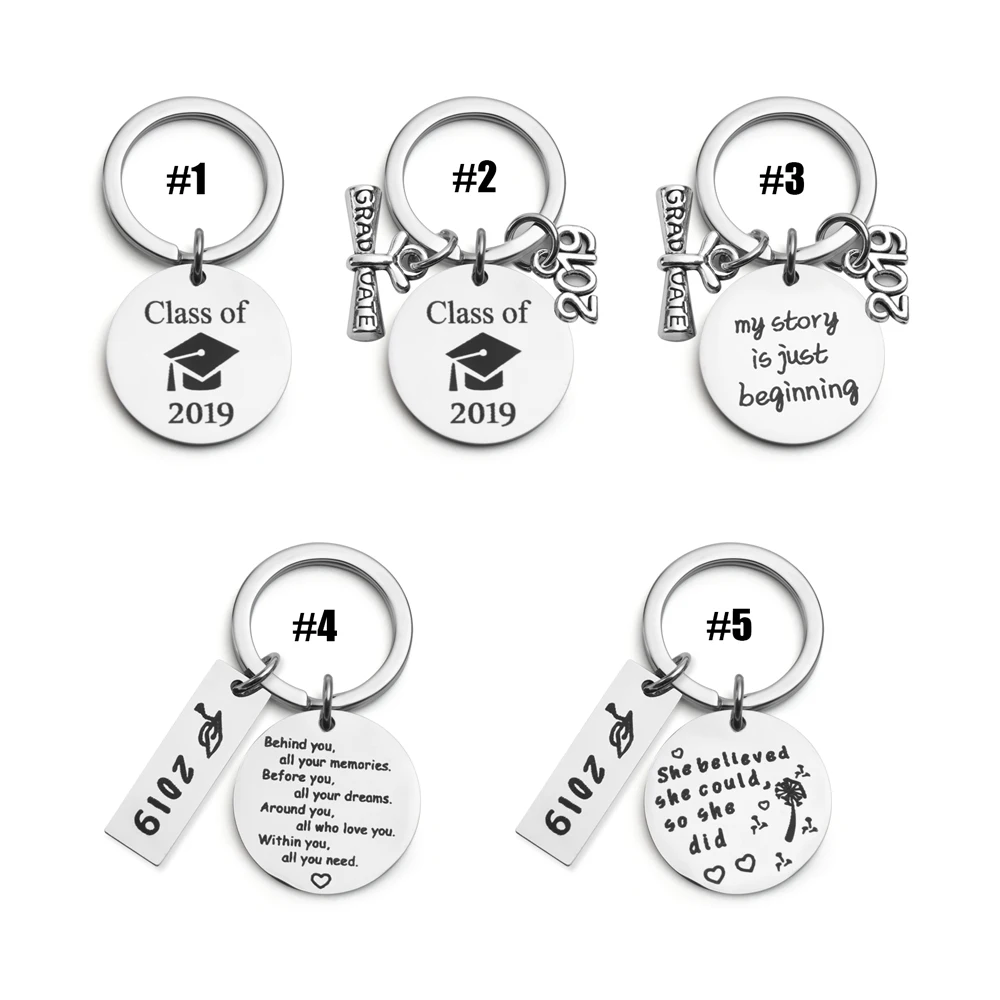 

New Creative Stainless Steel Graduation Keychain Keyring Graduation Gift Graduate Student My Story Has Just Begun Trinket