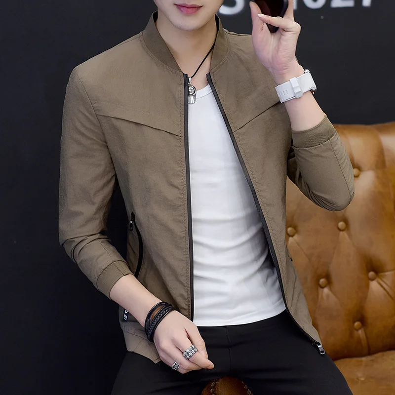 Korean version of thin young font b men s b font slim fashion handsome autumn casual