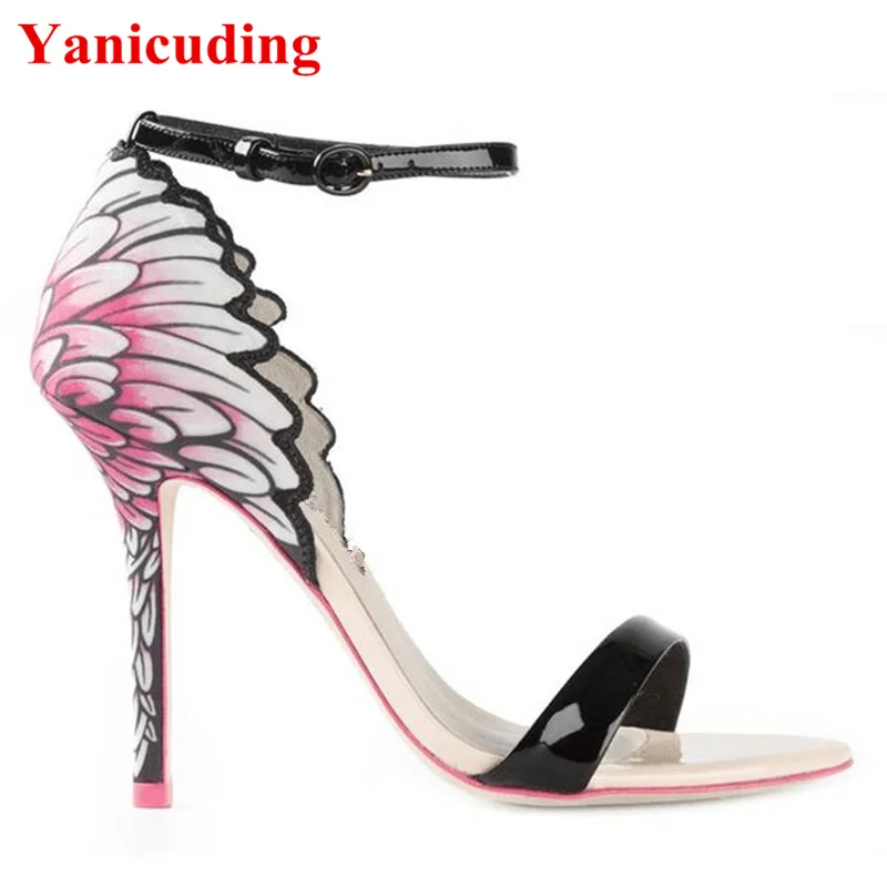 

Super Star Runway Shoes Sexy Pumps Flower Decor Buckle Open Toe Summer Sandals High Thin Heels Lady Girl Fashional Gladiator