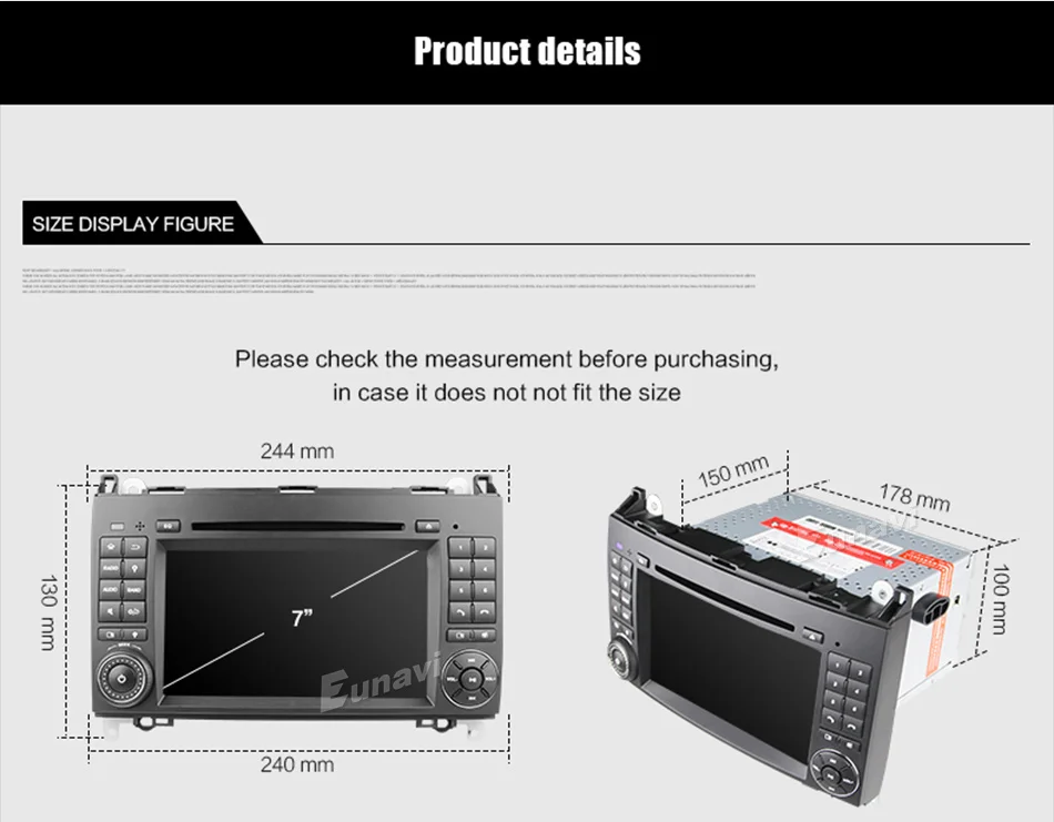 Top Eunavi 2 Din Android 8.0 Octa 8 core Car DVD Player For Benz Sprinter Vito W169 W245 W469 W639 B200 Radio GPS WiFi 4G RAM 4GB 26