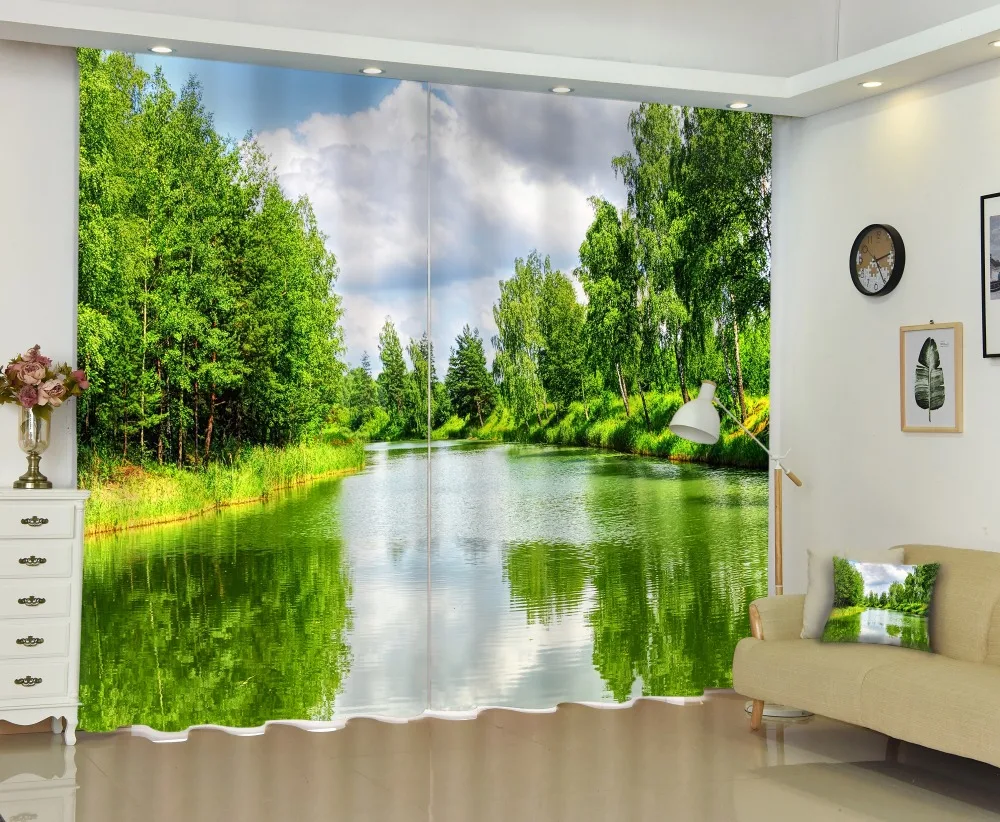 

Stream jungle green tree personality design 3D personality printing blackout curtains, screens