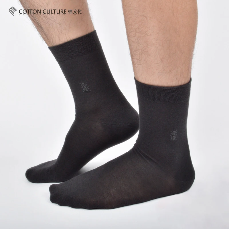 Cottonculture 2018 Для мужчин Хлопковые носки дышащие однотонные Черный серый цвет 1 пара