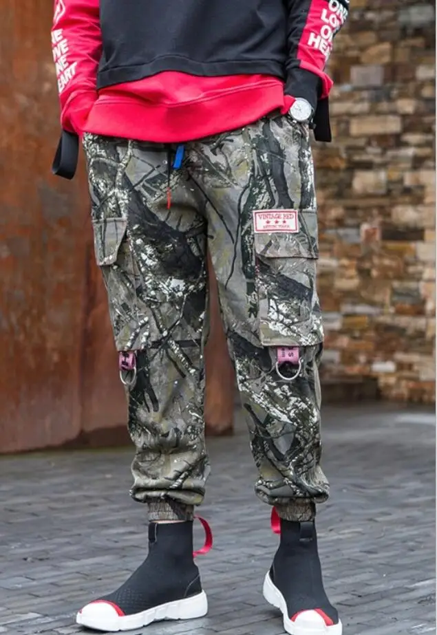 Новая Осенняя мужская штаны-шаровары личность случайные свободные камуфляж Удобные большой карман комбинезоны Штаны в стиле хип-хоп костюмы