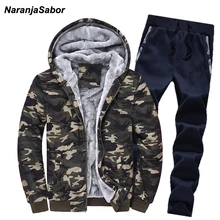 NaranjaSabor, мужской комплект одежды, флисовое пальто с капюшоном+ штаны,, Осень-зима, мужская куртка, камуфляжные толстовки, мужские спортивные костюмы, 4XL
