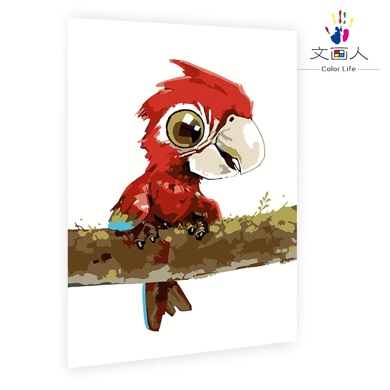 

coloring by numbers cartoon animal parrot picture painting by numbers lovely Happy bird,Children's painting,for bedroom decor