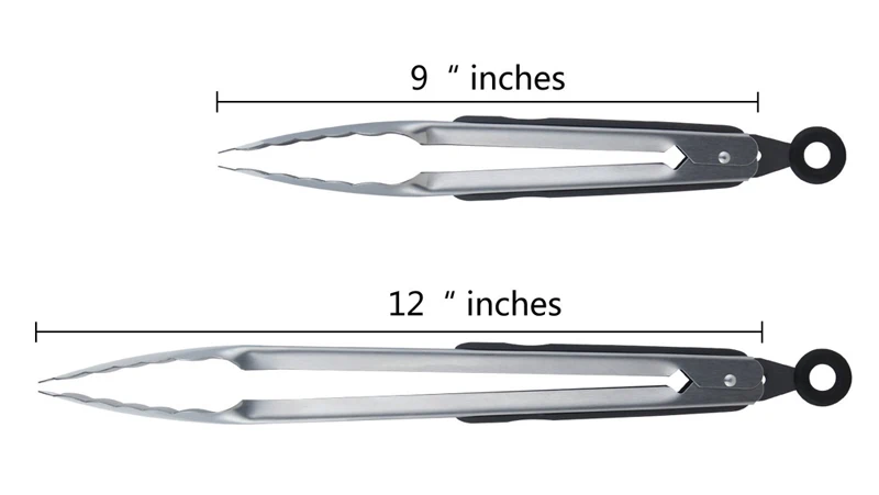2 шт./компл. 12 дюймов и 9 дюймов кухонные щипцы из нержавеющей стали, теплоизолирующая прочная блокирующийся, металлический нескользящий кухонные щипцы набор инструментов для барбекю