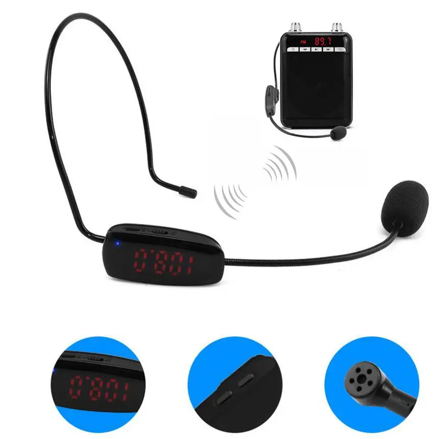 FM Wireless Headworn Microphone Headset Megaphone Radio MIC For