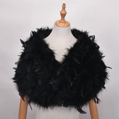 Шали из натурального страусиного меха элегантные белые пальто из страусиных перьев Свадебные Меховые болеро для невесты шали куртки для вечерних платьев - Цвет: black feather