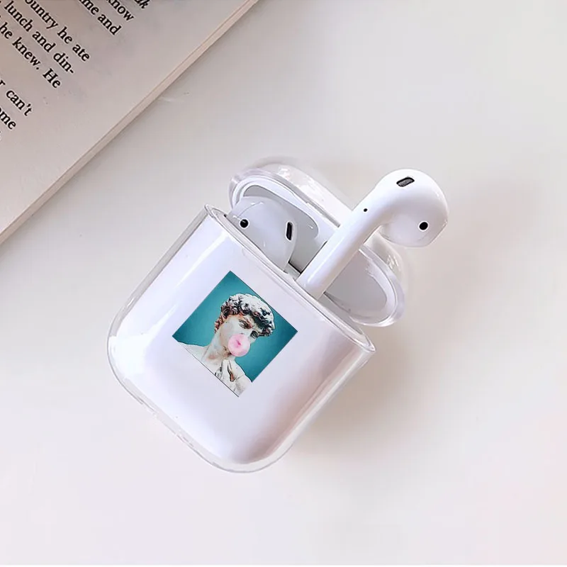 Прозрачный статуя Роскошный чехол для наушников для Airpods 1/2 мягкий чехол черный Художественный Стиль чехол для наушников s Чехол для Аксессуары для Airpods - Цвет: I200519