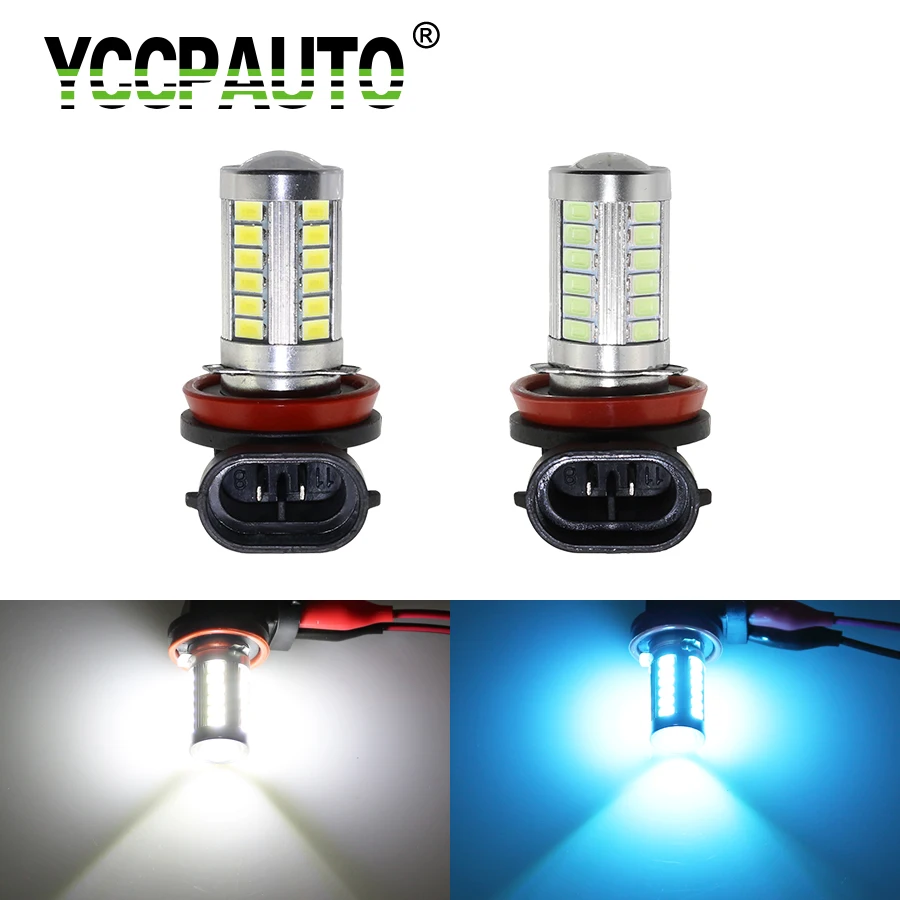 

Gfoloza 2Pcs H8 H11 LED Car Fog Light Bulbs Auto Driving Daytime Running Lights DRL 5630 SMD 33LED Lamp White/Ice Blue DC12V