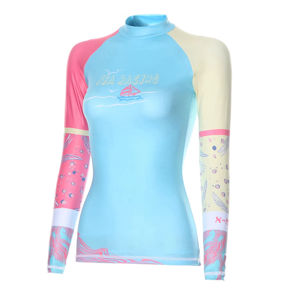 DiveSaill lycra women long sleeve rash guards shirt UV protection rash