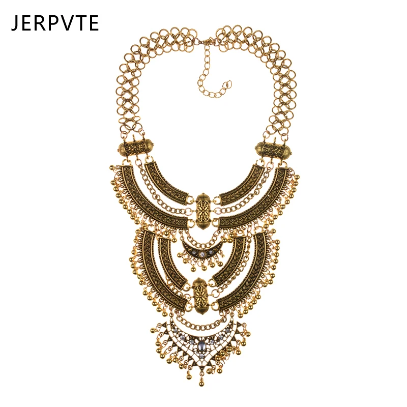 

Large Collar Big Choker Necklace Woman Bohemian Ethnic Statement Gypsy Maxi Pendants Necklace Indian Power Necklace For Women