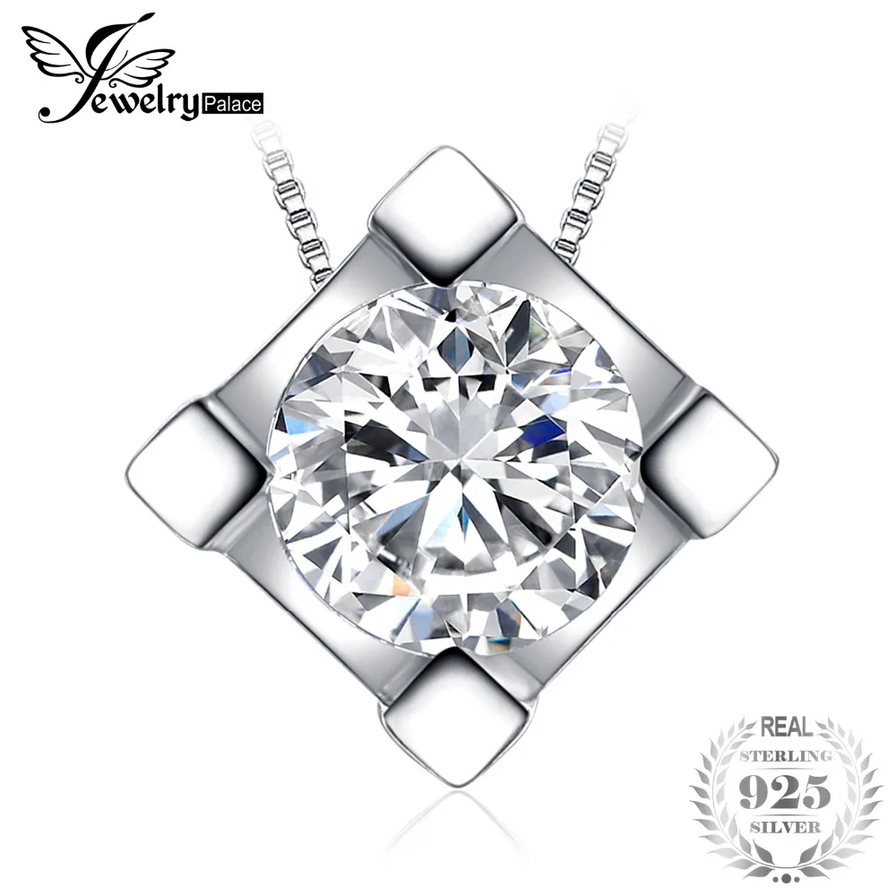 

JewelryPalace Round 0.6ct Simulated Diamond CZ Solitaire Pendant Real 925 Sterling Silver Jewelry For Women Not Include a Chain