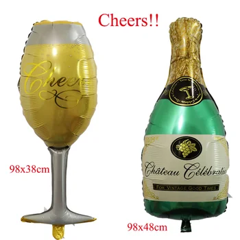

10pcs/lot Large champagne and wine glass mylar foil balloons married cup baloes wedding decoration ball event &party supplies