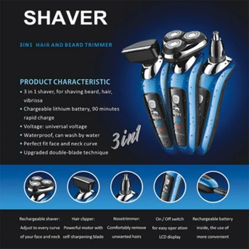

2019 Codace Men Electric Shaver Waterproof Digital Display Rechargeable Shaver Razor Nose Hair Trimmer