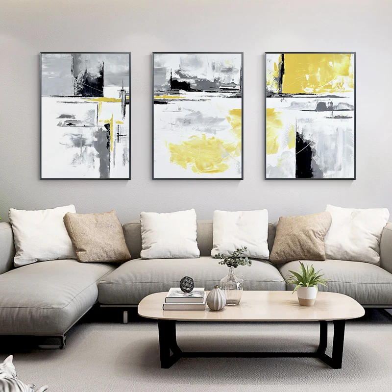 

Abstract Style Canvas Painting Yellow Poster and Living Room Painting Modern Picture Decorative Bedroom Home for Decor Unframed