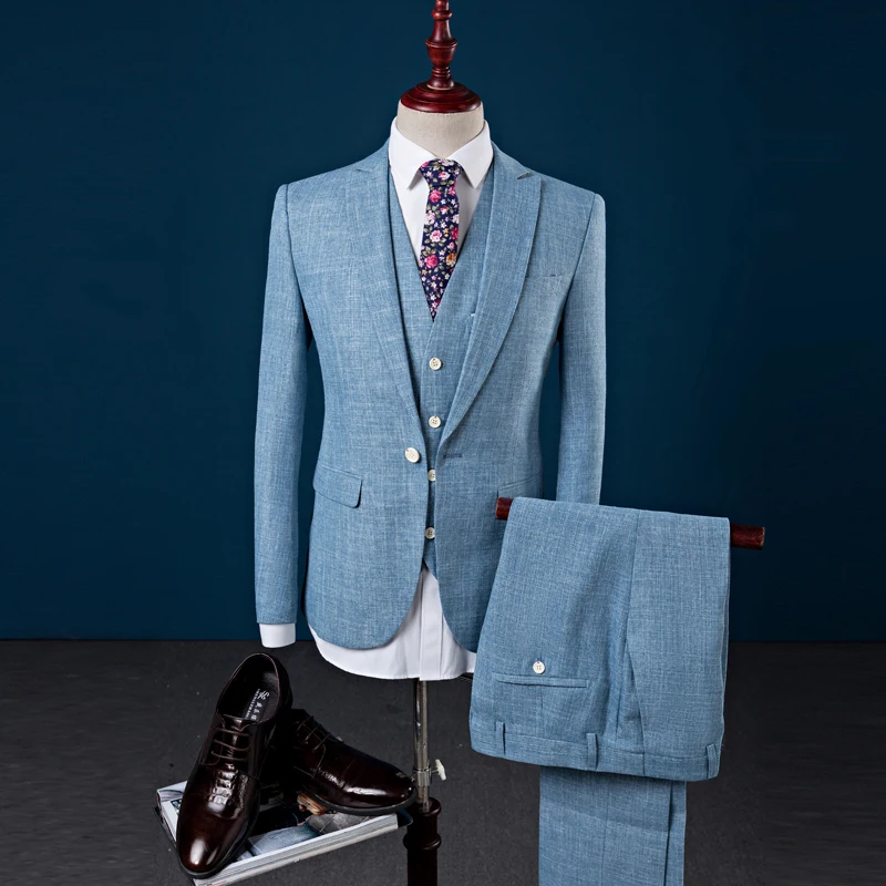 Wool Herringbone Retro Gentleman Style Custom Made Men's Suits Tailor Suit Blazer Suits for men 3 piece (Jacket+Pants+Vest)