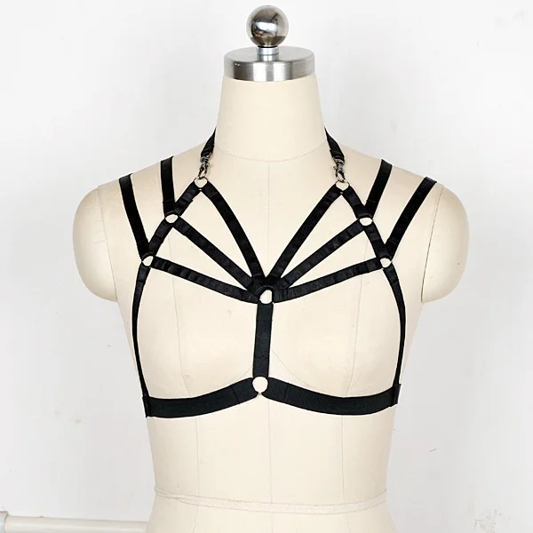 

harajuku goth sexy lingerie bondage harness body cage bra cinta liga bikini fantasias harness bra Spandex