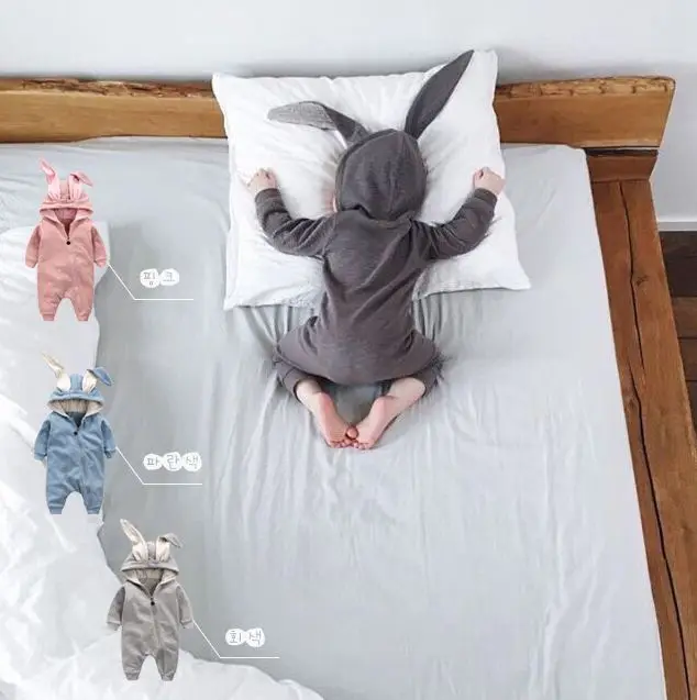 لطيف الأرنب الأذن مقنع ثوب فضفاض للأطفال الفتيان الفتيات ملابس الطفل الوليد الملابس الماركات بذلة الرضع زي طفل الزي