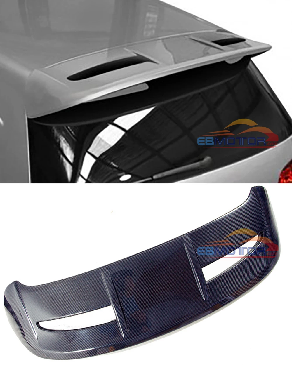 ebmotor-com STR Real Carbon Fiber Rear roof Spoiler CF Wing Case For Volkswagen Golf 6 VW GOLF Six 2010-2012  