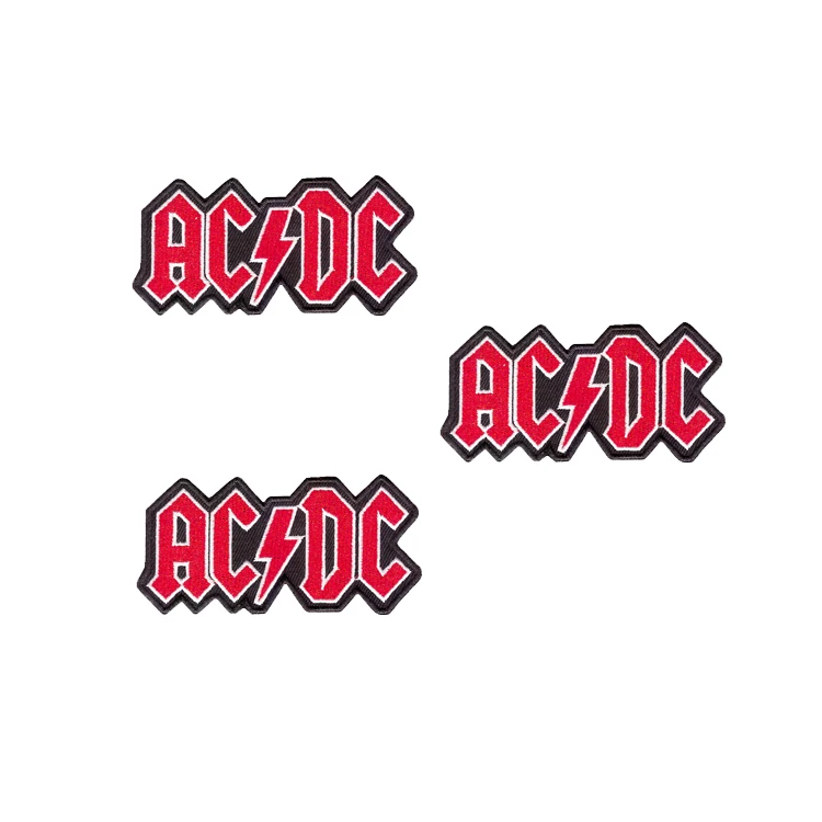 

New words AC&DC Logo Hard Metal Rock Music Band Sew Iron On Embroidered Patch Y DIY clothes bag shoes and cap decoration
