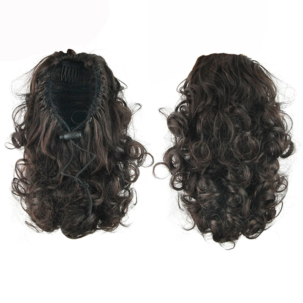 

Soowee 4 Colors Short Curly Hair Ponytail Wigs Synthetic Hair Pony Tail Black Brown Clip In Hair Extension Horse Fairy Tail