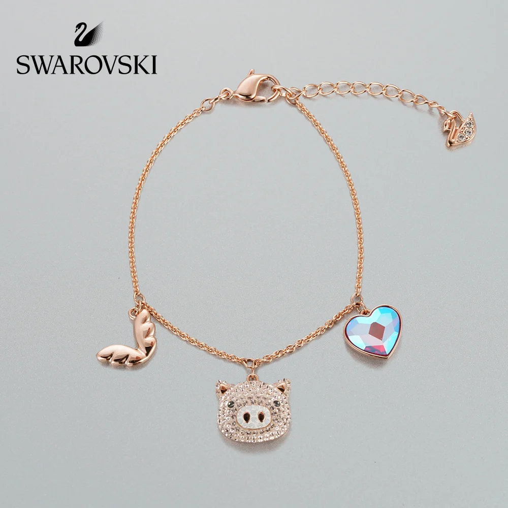 

Original Genuine Swarovski LITTLE Cute funny pig romantic girl bracelet gift to girlfriend Woman's crystal bracelet 5447482