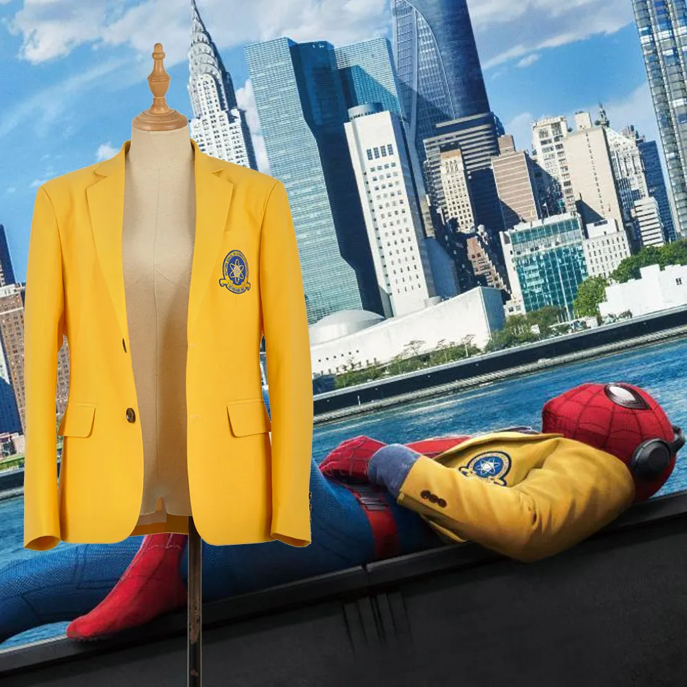 

custom made Blazer Spider-Man Homecoming Peter Parker Cosplay costume Spiderman Yellow jacket Spider man Halloween costume