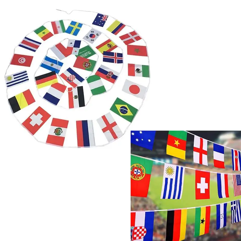 

9M National Flags Banner Printed Flags Top 32 Flags Banner for Home Party Pub Fan's Club