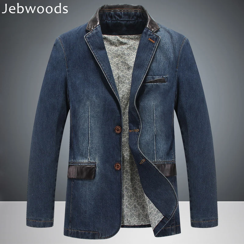 

Denim Jacket Men Spring Blazer Suits Jacket Mens Business Leisure Suits Cowboy Westerner Male Jeans Coat Multi Pocket Size M~4XL