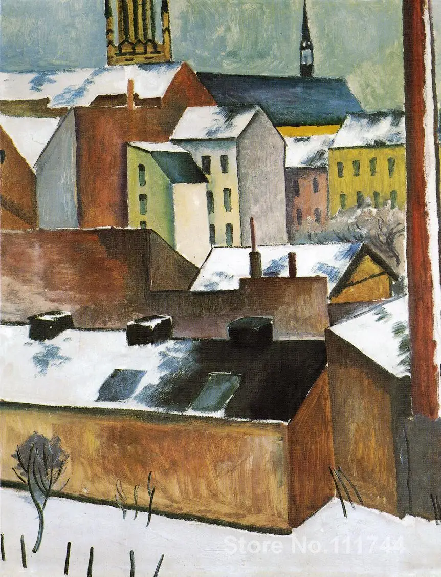 

abstract art The Church of St. Mary in Bonn in Snow August Macke paintings on canvas High quality Hand painted