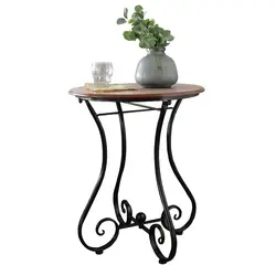 Из Металла железного дерева Кофе столик балкон для отдыха маленькие круглые угловой диван маленький угловой столик