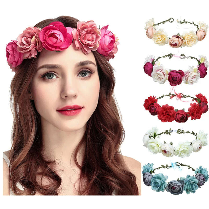 

Rose Artificial Flowers Garland Wedding Party Decoration Accessories Silk Fake Flower Head Outdoor Photo Faux Flowers Wreath